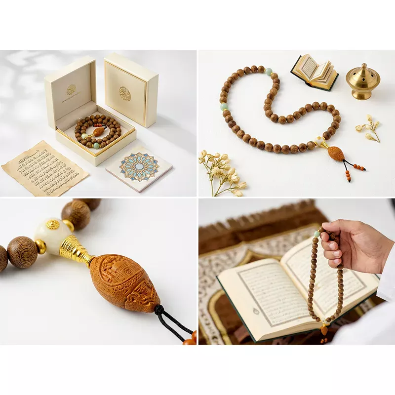 سبحة رجالية فاخرة من خشب العود الطبيعي كهدية إسلامية