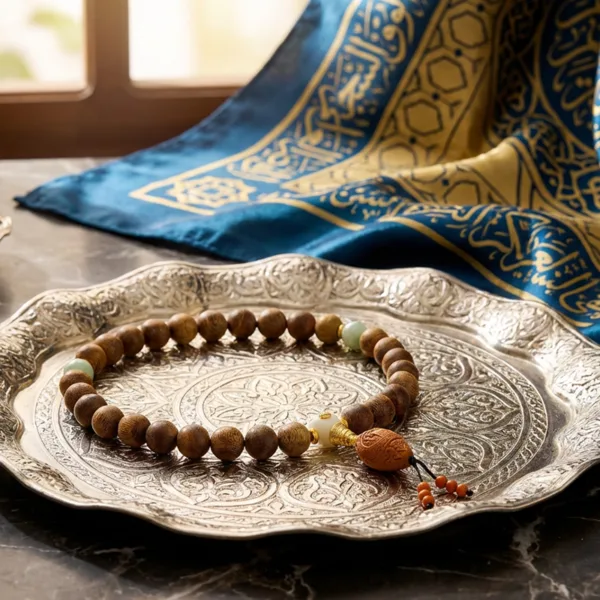 سبحة صلاة من خشب العود الطبيعي للذكر والسكينة