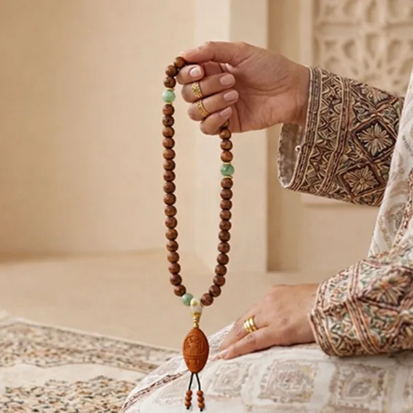 سبحة صلاة من خشب العود الطبيعي للذكر والسكينة
