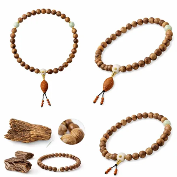 سبحة عود طبيعي يدوية بحبات متناسقة ورائحة عود طبيعية